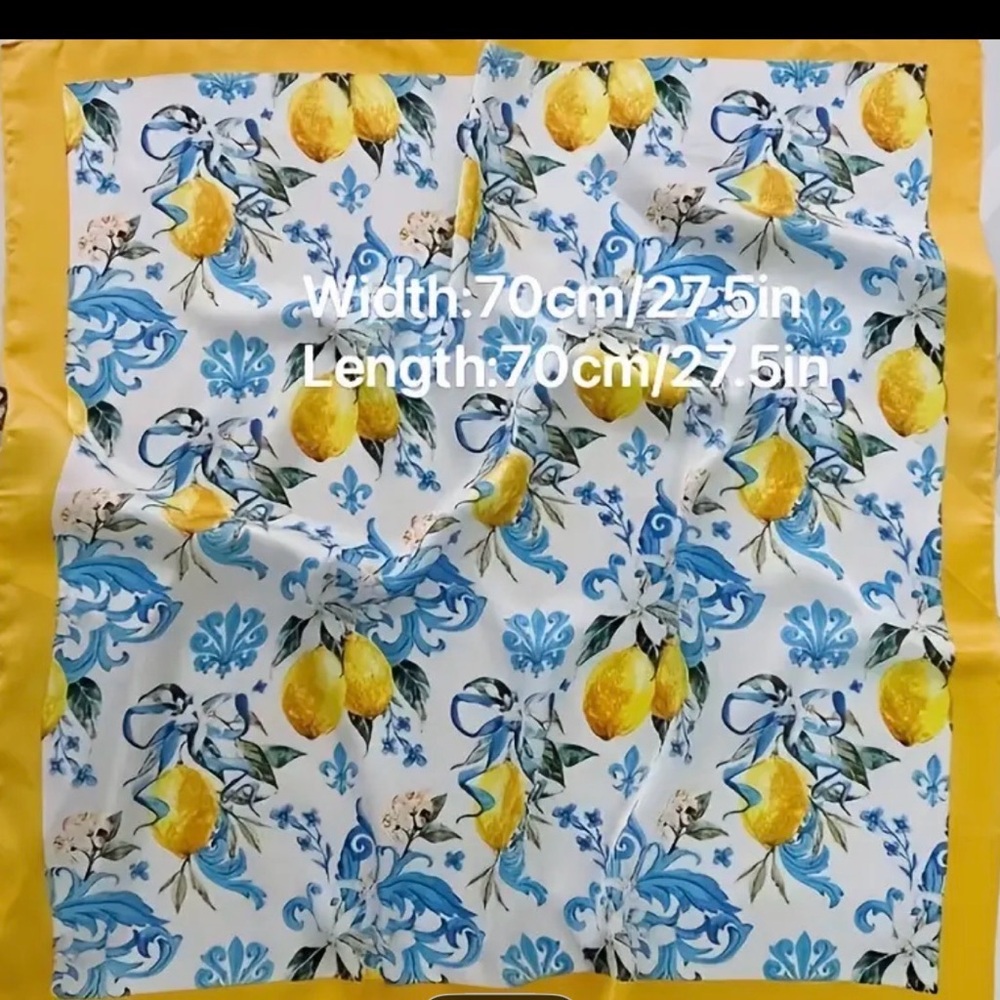 Yellow and Blue Lemon Print Scarf
